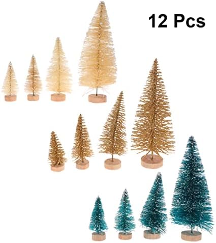Toyandona 12pcs Artificial Mini Craciun Copaci de Crăciun Copaci de sticlă de Crăciun Mini sisal Sisal Frost copaci Diorama