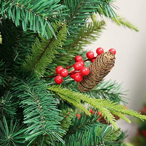 Dulplay 6,8ft PE Artificial de Crăciun artificial, cu pinic și fructe de pădure ornamente de sentiment-real de Crăciun, metal