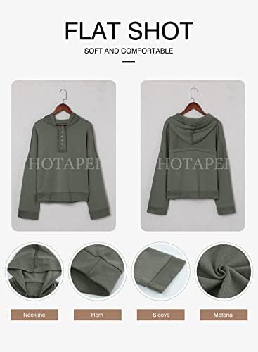 Hotapei pentru femei casual V Button cu mânecă lungă cu mânecă cu glugă de pulover cu glugă de tracțiune decupată