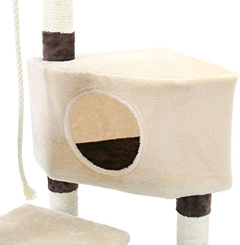 GRETD multi-nivel Cat copac pentru pisici cu stinghii confortabile stabil cat alpinism Cadru Cat Scratch Board jucării Gri