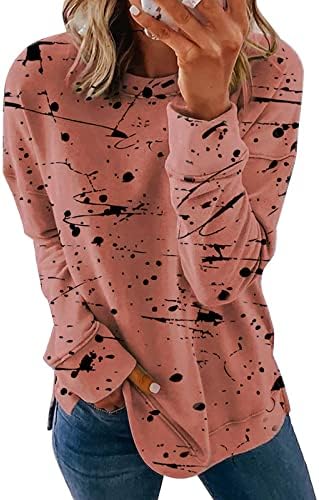 Femei pentru culori bloc imprimat hanorace pentru cămăși de pulovere cu mânecă lungă bluză cu mânecă lungă 2022 Haine de iarnă