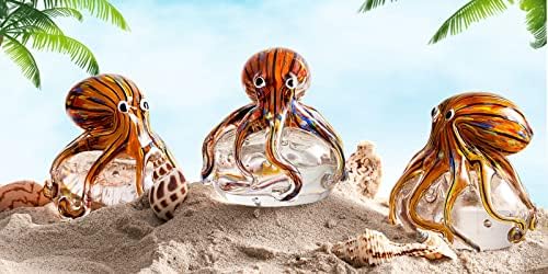 Ornament de figurină de caracatiță din sticlă Eustuma, ornament pentru animale de mare pentru avariul rezervorului de pește,