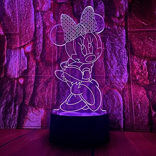 liyinrong drăguț Mickey Minnie Mouse soareci Anime Caracter 3d iluzie optică LED cameră Decor lampă de masă cu telecomandă 7 culori Visual Sleep Night Light ziua de naștere Xmas cadouri pentru copii