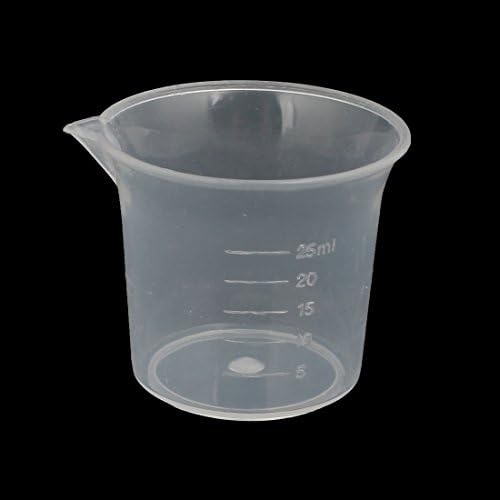 Aexit 5pcs 25ml laborator de gabatoriu transparent recipient lichid de plastic de măsurare a paharului pahar