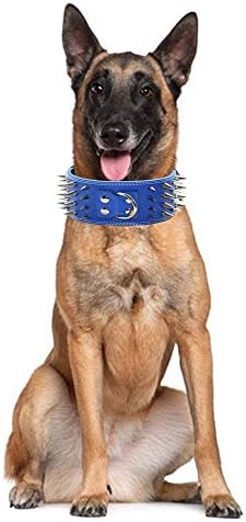 HAOYUEER 3 Guler de câine cu piele cu vârf ascuțit pentru antrenament, sport, mers, mediu, mare, X-mare, pentru Pitbull, Labrador,