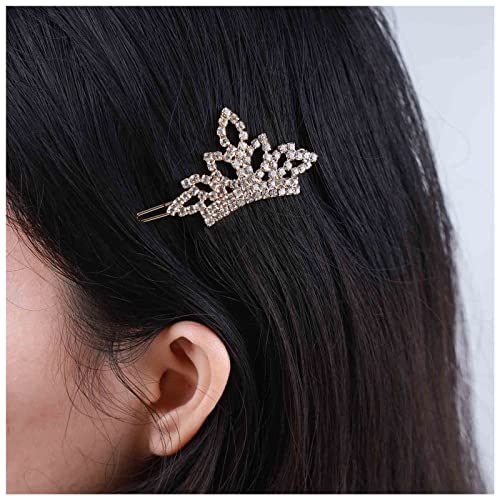Allereyae Crystal Tiaras Crown Hair Clip Barrette Shinustone Crown Cărți Barrette Aur Cz Crown Clip Clip Clamă Crystal Crystal Accesorii pentru păr pentru femei și fete