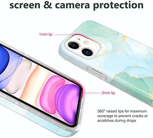 Jiaxiufen Proiectat pentru iPhone 11 Carcasă Gold Sparkle Glitter Marble Slim Protective Protective TPU moale din cauciuc Silicon CASE TELEFON 6,1 inch Verde deschis