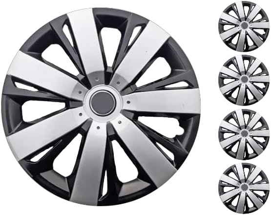Set Copri de capac 4 roți 16 Inch Argintiu-negru Hubcap Snap-On se potrivește Honda