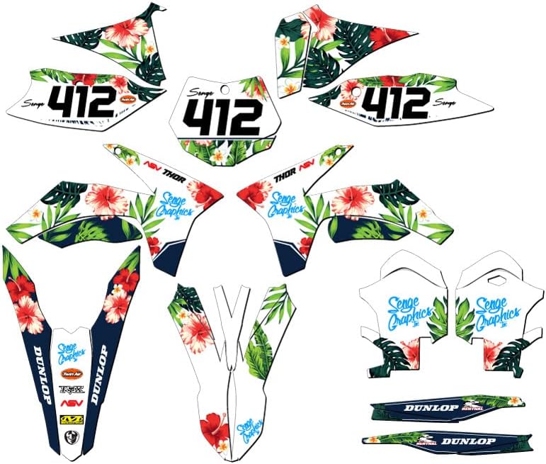 2011-2012 SXF Tropic White Senge Graphics Complete Kit cu Rider I.D. Compatibil cu KTM