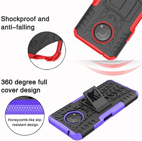 Cotdinfor compatibil cu carcasa Nokia G300 grea cu Kickstand Grad Grade Dual Layer Protection Protection Sockproof Hard Slim Phone Carcasă pentru Nokia G300. Hyun Purple