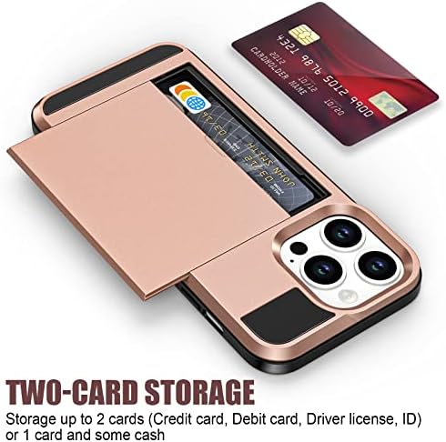 Carcasă Anuck pentru iPhone 14 Pro Max cu suport pentru card, carcasă portofel greu de șoc rezistent [slot pentru card de credit]