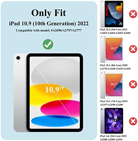Supveco iPad 10th Generation Caz 2022 10,9 inch cu suport pentru creion încorporat, capac de suport pentru folio rotativ la