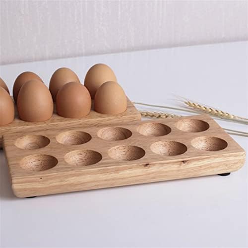 GULRUH Container pentru ouă, cutie de depozitare a ouălor din lemn protecție rezistentă la spargere jurnal ouă tavă organizator