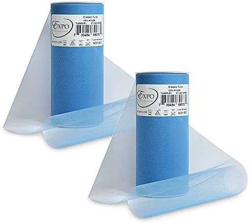Expo International pachet de 2 premium mat suveică de 6 inch X 25 Yards / Albastru deschis tul
