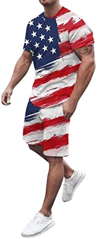 Pantaloni scurți sportivi pentru bărbați tricou patriotic și pantaloni scurți sportivi sportivi de vară atletice costume confortabile