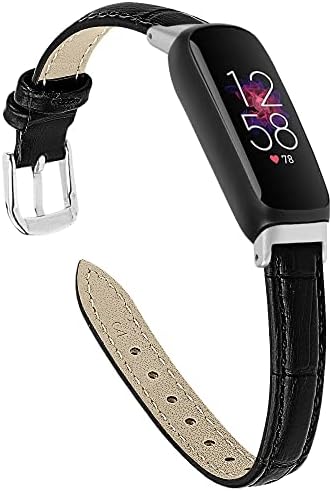Aisports compatibil cu Fitbit Inspire 3 bandă din piele pentru femei bărbați, moale subțire respirabil sport Bratara Metal Clasic catarama incuietoare brățară trupa de înlocuire pentru Fitbit Inspire 3 Fitness Tracker
