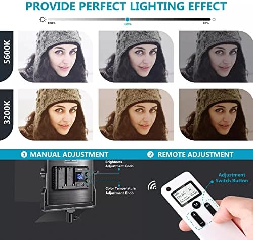 Dann 2 Packs 660 LED Video Light Kit, panou LED slab cu 2,4 g suport de lumină la distanță pentru fotografia de produs portret