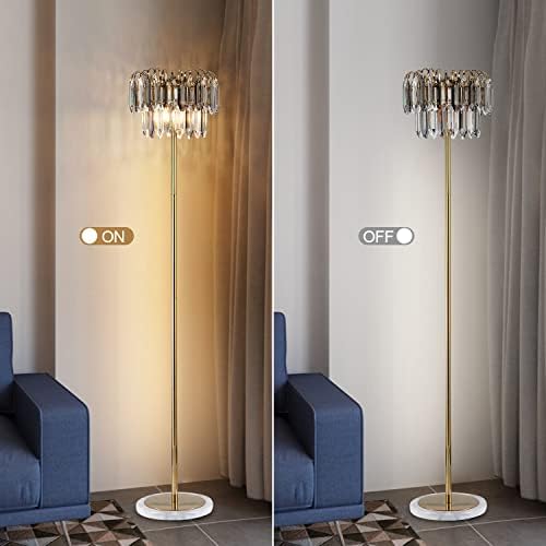 Lampă de podea din cristal Aosihua, lampă elegantă în picioare lampă de podea modernă finisaj din alamă lampă cu stâlp înalt