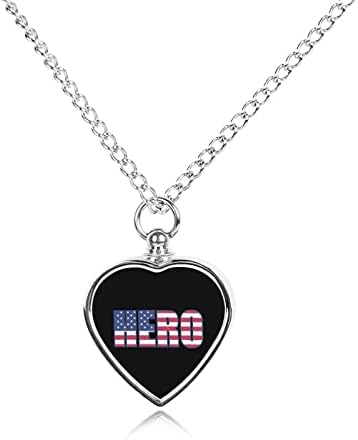 American Hero Flag imprimate Pet urnă colier pentru cenușă inima incinerare bijuterii Memorial pandantiv Ash titular pentru