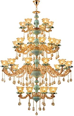 YLYAJY Candelabru mare în stil european lampă de cristal lampă de living în stil francez, ceramică cu trei etaje