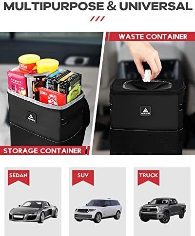 Coș de gunoi auto AUJEN-interior accesoriu auto Ușor de instalat-Organizator auto rezistent la scurgeri și geantă de depozitare