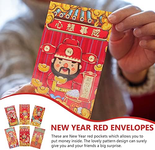 YARDWE 60buc Plicuri de bani de Anul Nou Chinezesc Norocos zeul tradițional al bogăției plic roșu tigru anul 2022 plic roșu pachete Hong Bao pentru rechizite chinezești