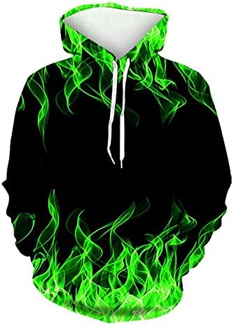 Glugă grafică pentru bărbați cu flacără cu mânecă lungă hip hop pulover moda casual casual hanorac pentru sport și petrecere