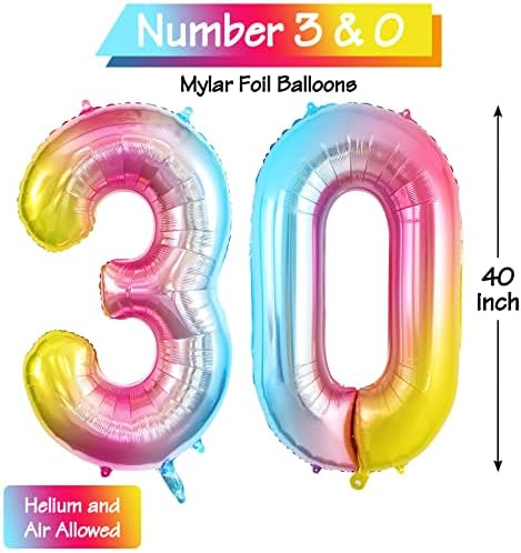 40 inch curcubeu 30 baloane cu număr, baloane cu folie jumbo pentru decorațiuni pentru petrecerea de 30 de ani de naștere /