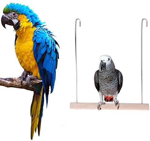 Papagalii yitaqi jucărie leagănă, lemn natural pentru parakeets cockatiels conures macaws finches cușcă păsări hamac păsări de păsări