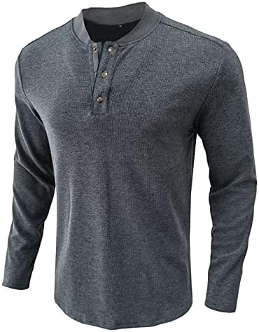 Tricou masculin de toamnă și iarnă solid tricou top Turtleneck Buttton cu mânecă lungă bluză de top tricouri uscate rapide bărbați
