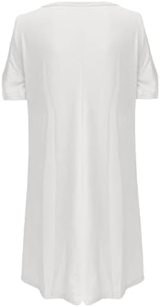 Rochii de tricou din față pentru femei Tunică rece Tunică de umăr rece Top casual V gât cu mânecă scurtă rochie de balansare