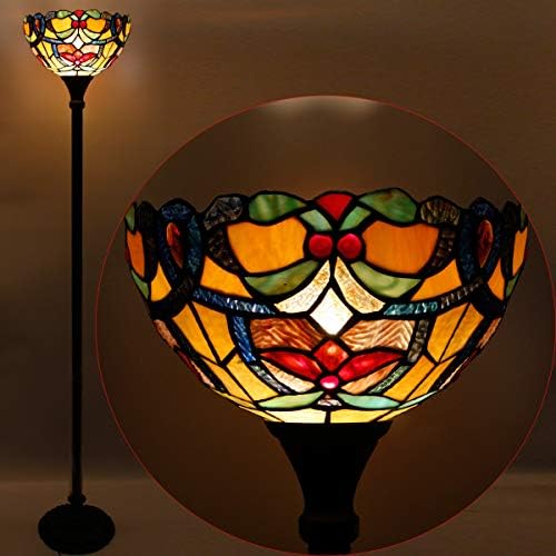 Werfactory Tiffany lampa de podea Orange Liaison vitralii lumina 12x12x66 inch Pol Torchiere Standing Corner torta Uplight