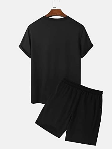 Gorglitter pentru bărbați din 2 piese pantaloni scurți set set cu mânecă scurtă cu mânecă grafică tee pista pantaloni scurți