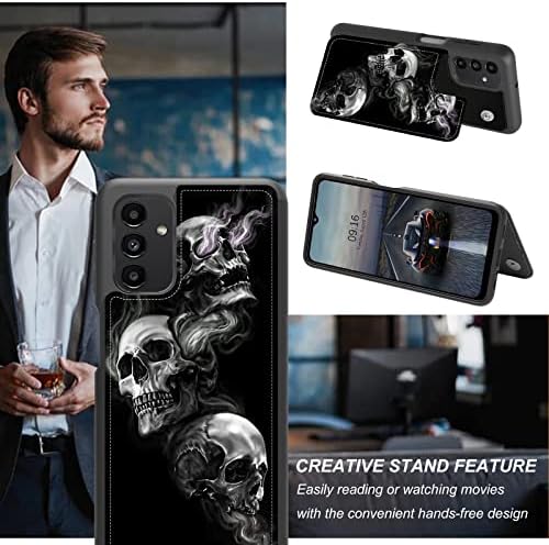 BEOTIWAD pentru Samsung Galaxy A13 5g caz, pentru Galaxy A13 5g caz, craniu model Design PU piele Dual Layer Heavy Duty rezistent