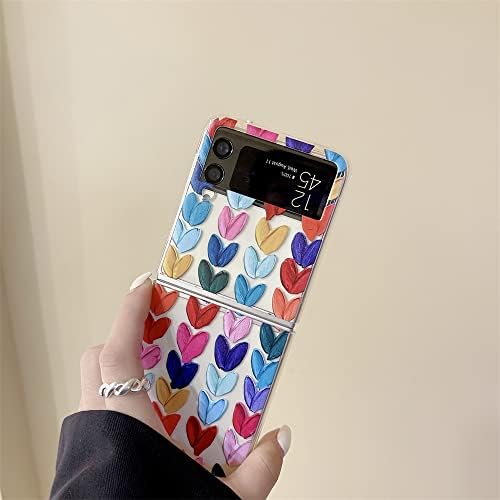 Multi culoare Daub dragoste inima hard telefon caz pentru Samsung Galaxy Z Flip 4 5g pliere Display clar PC Cover femei telefon