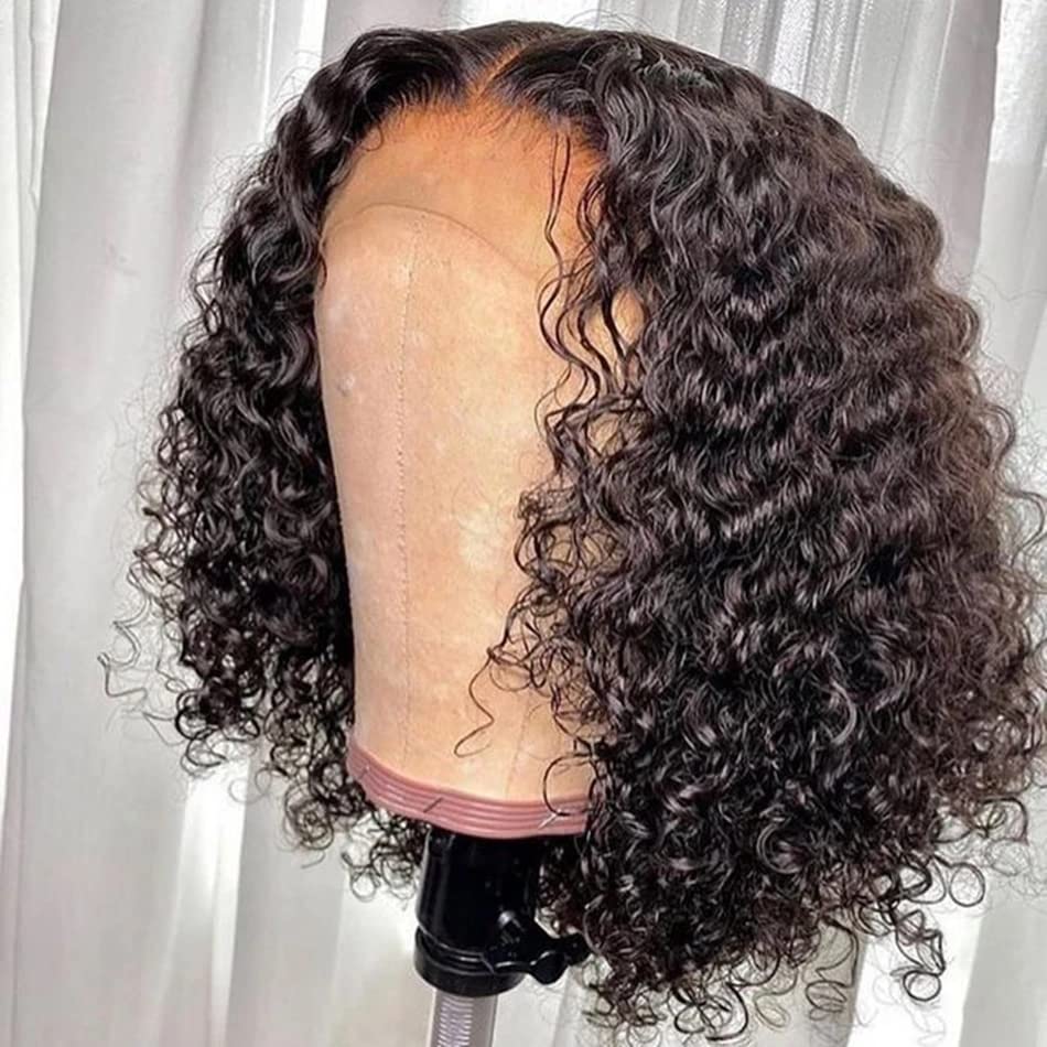 BEULADY Curly Bob Perucă Păr Uman dantelă transparentă închidere peruci 4x4x1 Curly Bob Perucă Păr Uman pre smuls cu păr pentru copii 150% densitate peruci pentru Femei negre păr uman