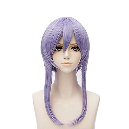 Gooaction 15.7 inch/40cm femei Anime scurt direct fum violet peruca de par cu panglica si breton pentru Hiiragi Shinoa Halloween