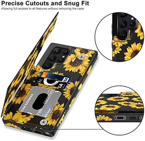 LETO Galaxy S22 Ultra caz, Flip Folio piele portofel caz acoperi cu modele de moda pentru fete femei,Card Slots Kickstand telefon