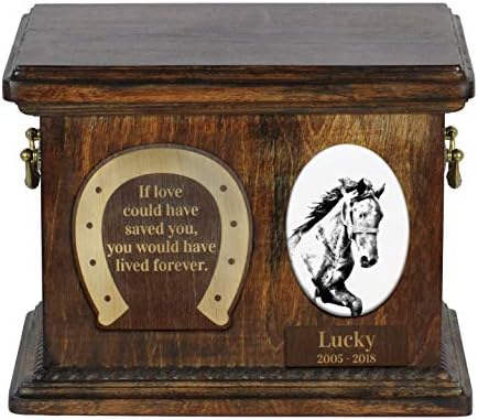 Mustang, urnă pentru cenușă de cal Memorial cu placă ceramică și propoziție - Artdog personalizate