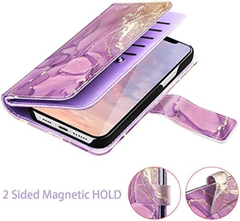 Husă fingic iPhone 12 Pro Max, portofel Husă iPhone 12 Pro Max, Design din marmură 9 Suport pentru Card PU piele detașabilă