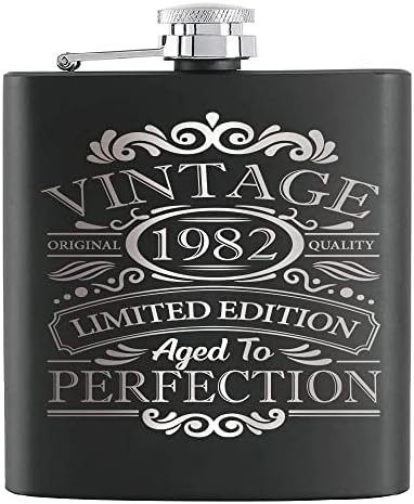 Touner Vintage 1982 balon de șold pentru băut de alcool whisky și vodcă, a 40-a aniversare îmbătrânită la perfecțiune, 40 de