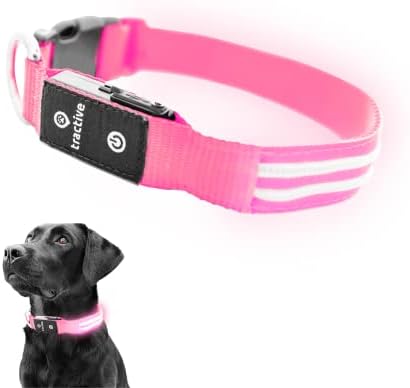 Tractive LED Light up dog Collar - 3 moduri de lumină pentru mersul pe timp de noapte, impermeabil, reîncărcabil, până la 10