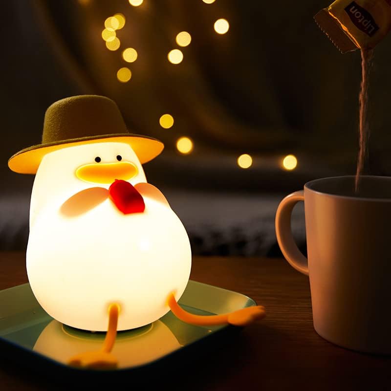 Lumină de noapte distractivă pentru copii, lampă de noptieră drăguță Squishy Duck, Kawaii Animals Silicon Light up pentru băieți