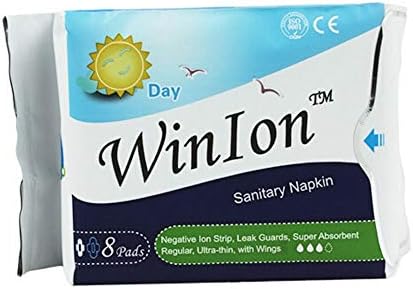 8 tampoane Winalite WinIon zi de Utilizare șervețel sanitar anion Strip super absorbant Pad pentru femei Exp08 / 2024, Albastru
