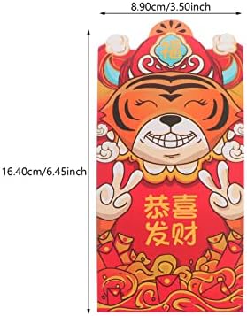 BESTOYARD 6 buc plicuri roșii de Anul Nou tigru Chinezesc Hongbao Geantă de bani Norocoasă 2022 pungi roșii de buzunar pentru