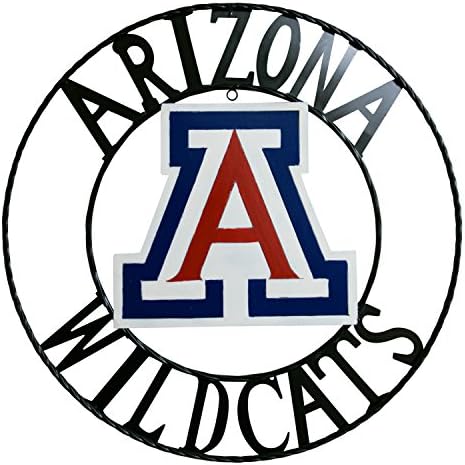 NCAA Arizona Wildcats Licențiat Colegiat Colegiat Decor de fier forjat, roșu/alb/albastru, 24