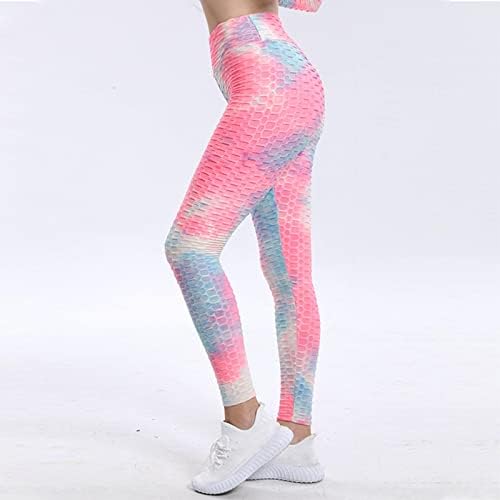 Gradient Tie-Dye Yoga antrenament jambiere pentru femei mare Waisted jambiere Ultra moale periat Stretch confortabil atletic