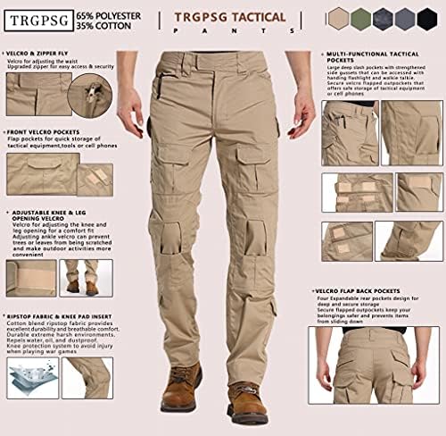 Pantaloni tactici pentru bărbați TRGPSG, pantaloni de drumeție camo, pantaloni de marfă militari Ripstop, pantaloni de lucru