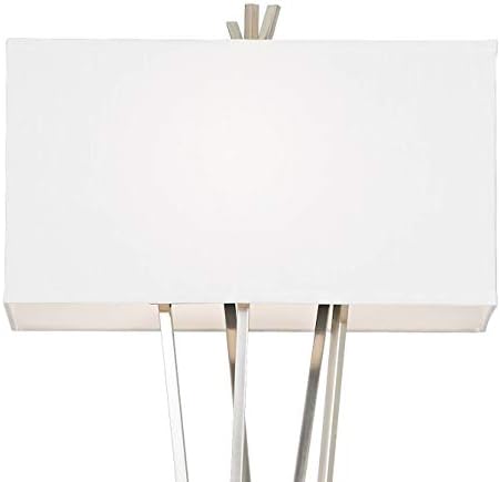 Possini Euro Design modern lampă podea în picioare 63,5 înalt periat nichel argintiu negru asimetrie dreptunghiular alb lenjerie