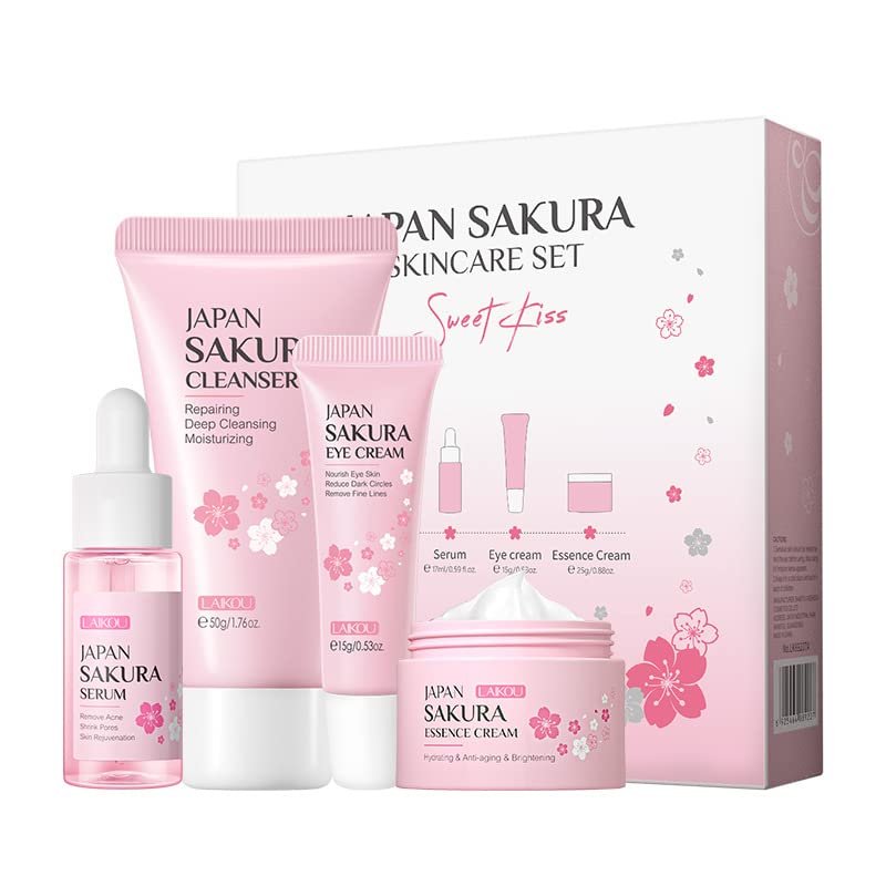 1 pachet set de îngrijire a pielii Sakura, care conține demachiant facial de curățare profundă + cremă facială hidratantă anti-îmbătrânire